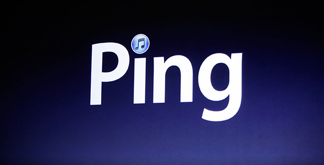 Ping s-a lansat in 2010 si a fost retras in 2012. Este tentativa celor de la Apple de a crea o retea sociala, pentru ca la momentul respectiv n-aveau o relatie prea buna cu Facebook. Era un produs 